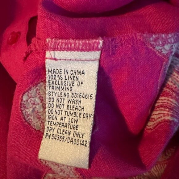 Nygard Womens Linen Button‎ Up Top Blouse Size 8 Beachy Lagom Embroidered Floral - Picture 7 of 9